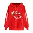 thumbnail image 2 of Trushirts Women's S Red Football Hoodie - Heart Motif Polyester Sweatshirt, Kangaroo Pocket & Drawstring - Cute Game Day Casual Fan Wear, 2 of 3