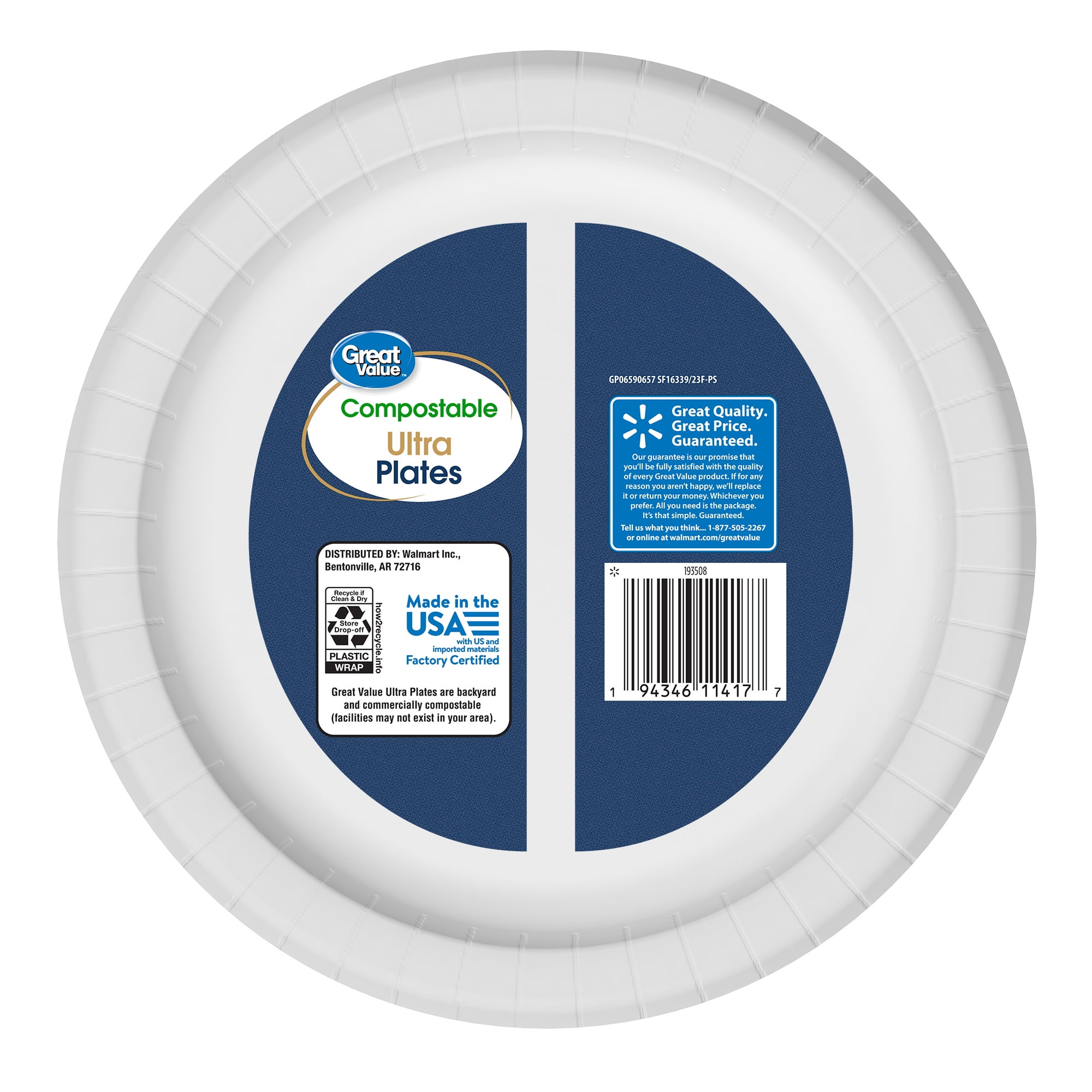 Great Value Ultra Compostable Disposable Paper Plates 10 Multi Color 50 Count