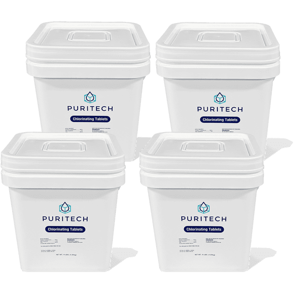 Puri Tech 3" Chlorine Tablets for Pools – 16 lb Individually Wrapped, Long-Lasting, Slow-Dissolving Sanitizer for Swimming Pool Water