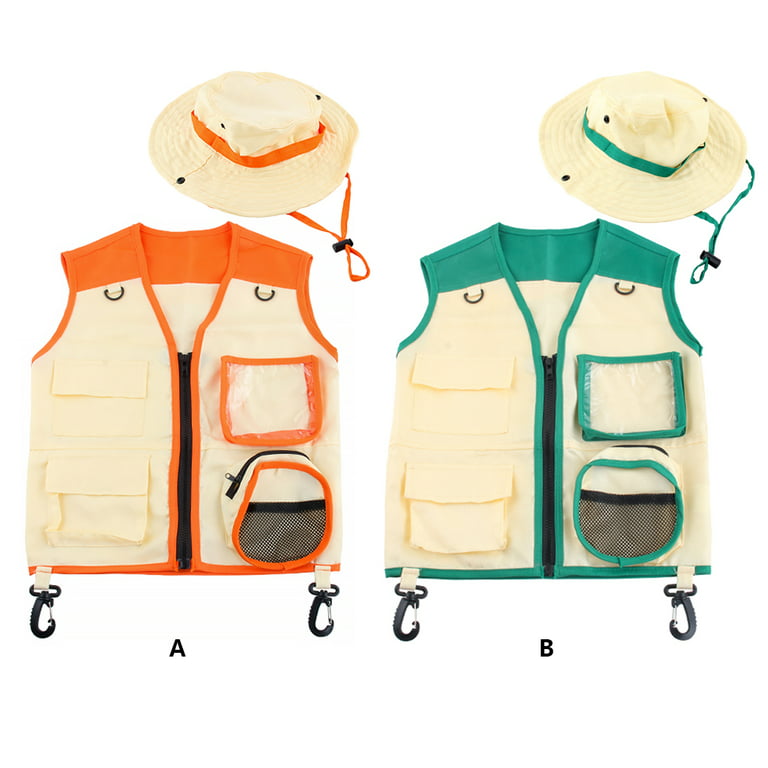 Tureclos Kids Insect Explorer Vest Hat Kit Outdoor Camping Fishing