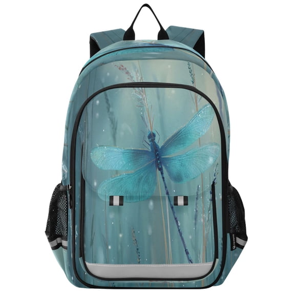 Backpack 12.9 *5.1 * 17.7 Inches Outing Backpack, Shopping Backpack, Travel Backpack Blue Dragonfly Perched
