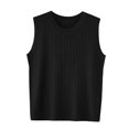 thumbnail image 5 of Women's Ribbed Sleeveless Tank Top, Slimming Knit Pullover Sweater, Solid Color Round Neck Base Layer, Versatile Casual Top, Everyday Basic Black A, 5 of 5
