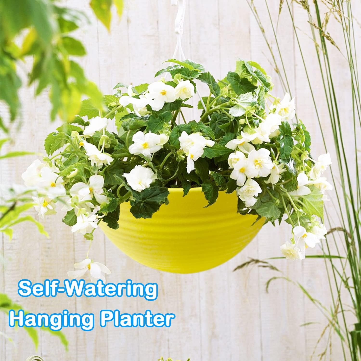 Hanging Plastic Planter Pot,Colorful Garden Flower Plant Pot with Drainer Chain for Indoor Use,HXRH Reusable Hanging Flower Basket for Outdoor,Garden