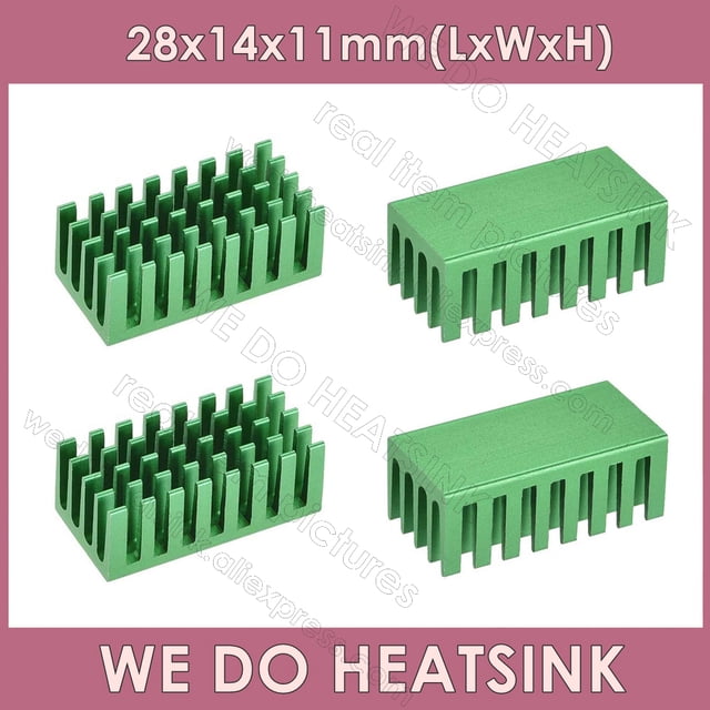 28x14x11mm Without or With Thermal Pad Aluminum Network Routers Chip Heat Sinks Radiator Cooler With Thermal Pad Green Without Pad 6pcs