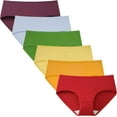 thumbnail image 1 of Women's Mid Rise Tagless Plain Color Full Coverage Cotton Hipster Panties 6-Pack(Vibrant Rainbow,X-Small), 1 of 7