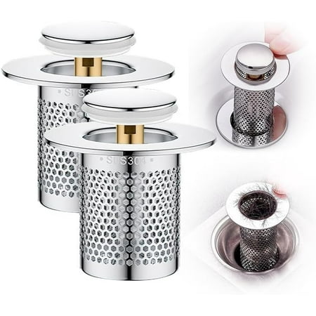

XJU-New Stainless Steel Floor Drain Filter Bathtub Sink Strainer up Sink Filter Rustproof Anti-Blocking Sink Strainer(2Pcs&1.96 * 1.29inch)-0903