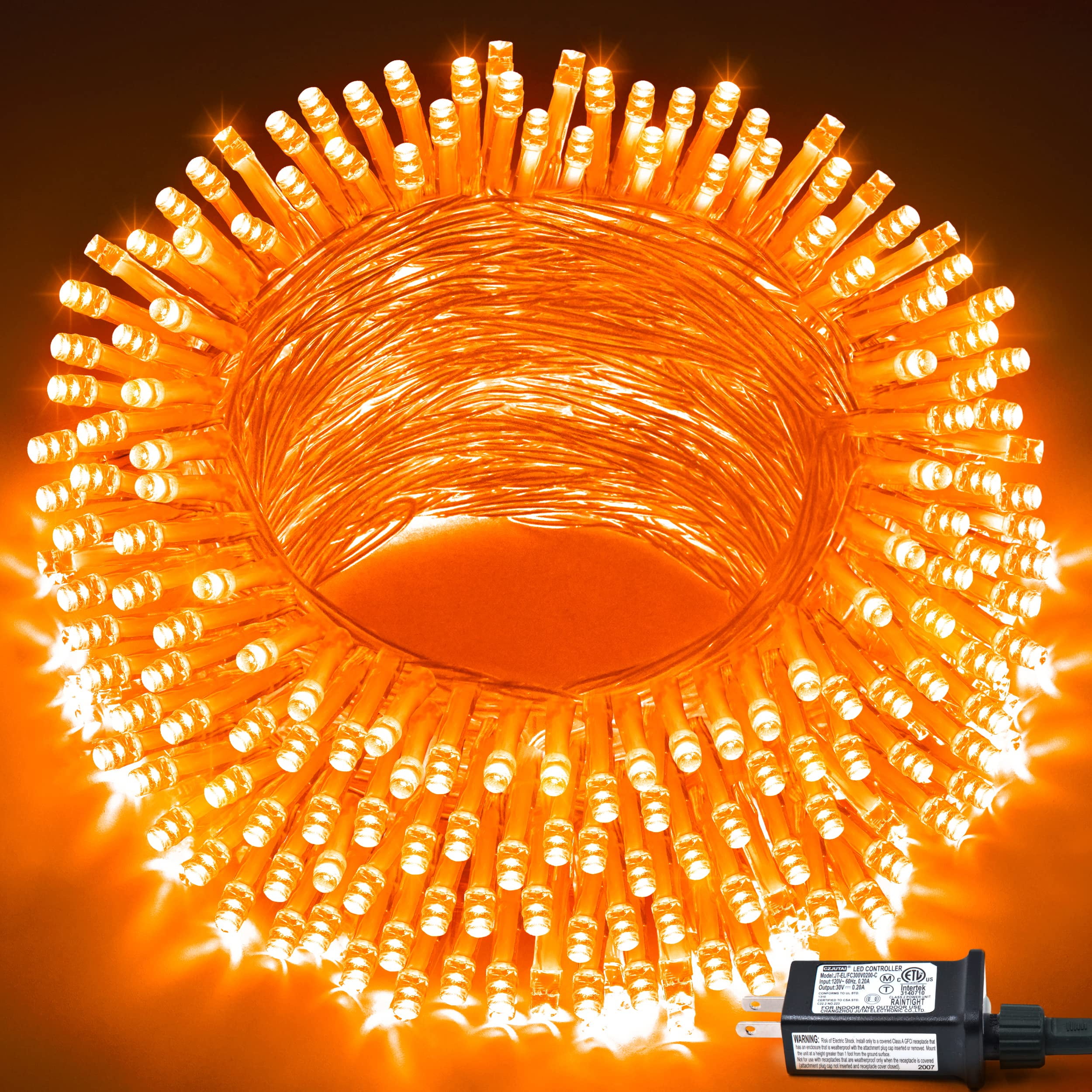 100 LED Orange String Lights, 8 Modes Orange Halloween Lights Indoor