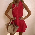 thumbnail image 6 of Women Sleeveless Tank Dress Casual Mini Dresses Sundress Red L, 6 of 7