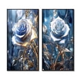 thumbnail image 2 of Designart "Morning Light Gilded Blue Rose I" Rose Framed Wall Art Set Of 2 - Traditional Blue Framed Canvas Set For Living Room Decor, 2 of 6