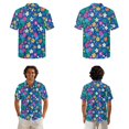 thumbnail image 2 of Xixirimido Tropical Flowers Blue Couples Matching Vacation Outfits Men's Breathable Short Sleeve Shirt & Women's Irregular Hem Dress Coordinated Summer Wear for Dating, 2XL, 2 of 7