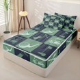 thumbnail image 2 of Erosebridal Golf Ball Games Zipper Queen Comforter Set with Fitted Sheet and 2 Pillowcases,Patchwork Geometric Plaid Zipper Bedding Set For Boys,Black Reversible,4 Pieces, 2 of 7