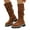 Brown, variant on Women's Brown Suede Slouchy Fall Boots Casual Vintage Slip On Knee High Combat Booties Platform Wide Calf Riding Boots Size 7