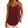 thumbnail image 5 of Yigetop Women's Pleated Tank Tops Spaghetti Strap Camisole Curved Hem Fashion Casual 2026 Summer Tops Daily Wear Wine 8XL, 5 of 6