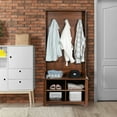thumbnail image 4 of Gymax Hall Tree Storage Bench Entry Stand Coat Hat Rack with Shelf & 3 Hooks Organizer Brown, 4 of 10