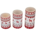 thumbnail image 4 of Northlight LED Flameless Flickering Nordic Reindeer Wax Pillar Christmas Candles - 6" - Set of 3, 4 of 7