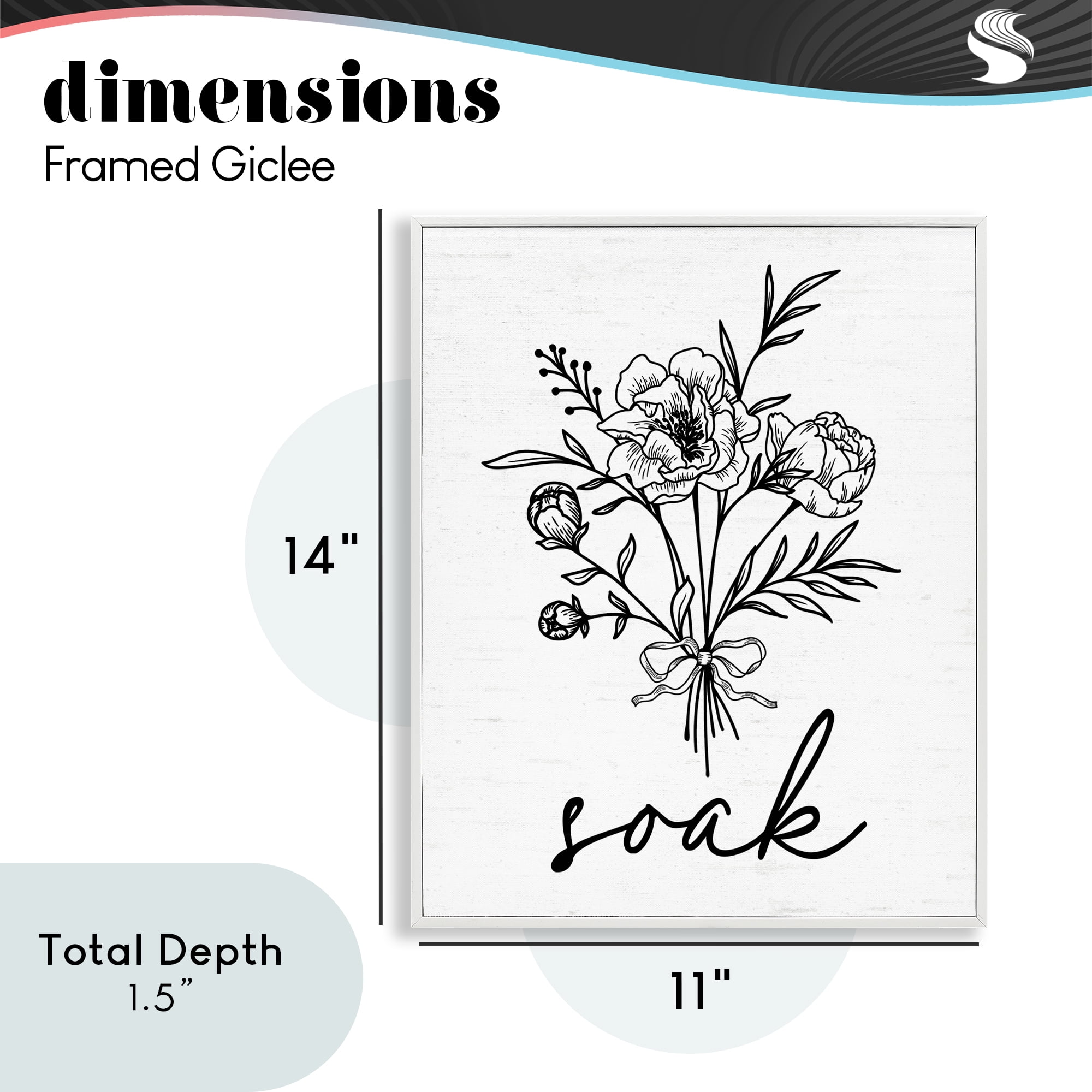 Bathroom Herb Soak White Framed Giclee Art, design by Lettered and Lined