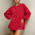thumbnail image 5 of Trikvn Women's Oversized Crewneck Sweatshirt Long Sleeve Drop Shoulder Pullover Tops Side Slits Casual Loose Tunic Shirts Fall Winter Loungewear Comfy Clothes, 5 of 7
