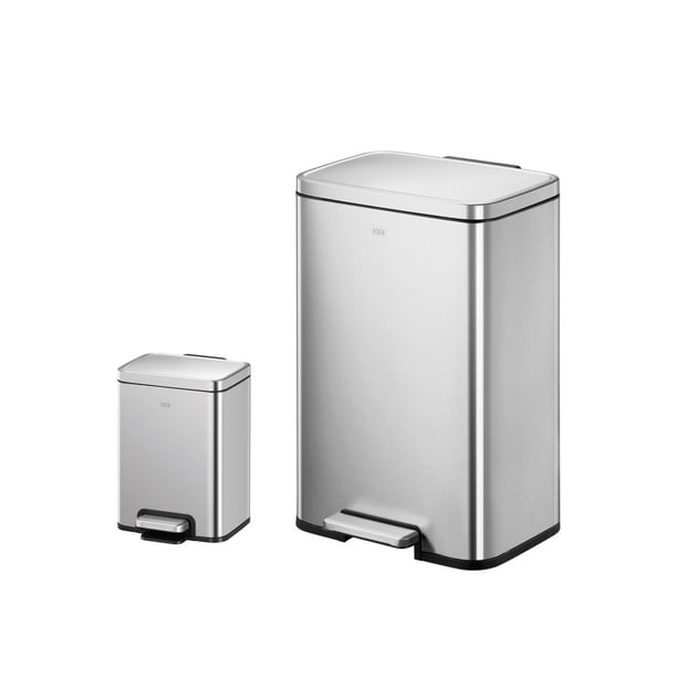 Set 2 Botes de basura EKO Madison Acero Inoxidable 50L y 6L Con tapa EK9361MT-6L+50L