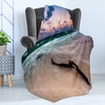 thumbnail image 4 of Driftwood Soft Flannel Fleece Blanket, Seascape Theme with Driftwood on Deserted Beach at Sunset Digital Image, Cozy Plush for Indoor and Outdoor Use, 50" x 60", Sand Brown Apricot, by Ambesonne, 4 of 5