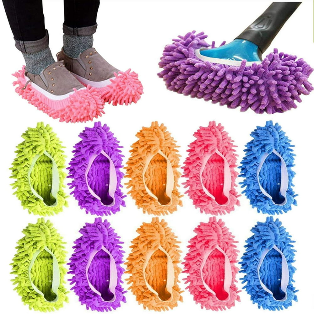 10Pcs Mop Slippers for Women Washable, Microfiber Shoes Cover Reusable
