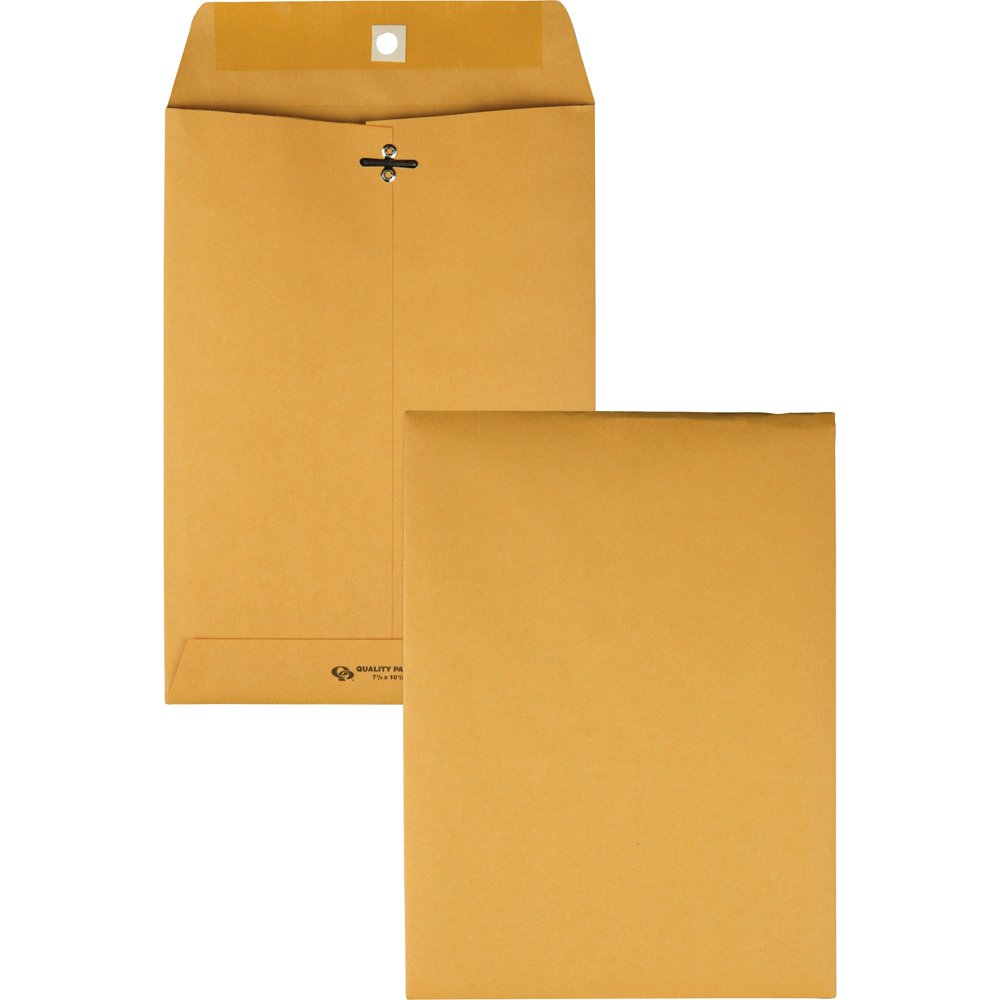 Quality Park Gummed Kraft Clasp Envelopes, Kraft, 100 / Box (Quantity