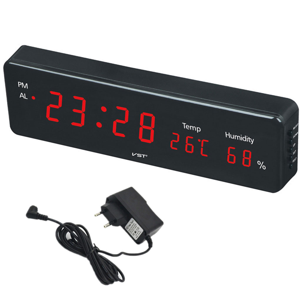 VONKY Electronic LED Digital Wall Clock with Temperature Humidity