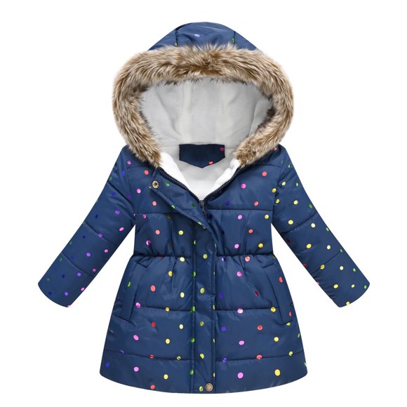 uublik Quilted Winter Coat Girls Ski Jacket Winter Outdoor Warm Snow Coat Kid's Snowboarding Windproof Jacket with Hood Dark Blue, Size 8-15 Years