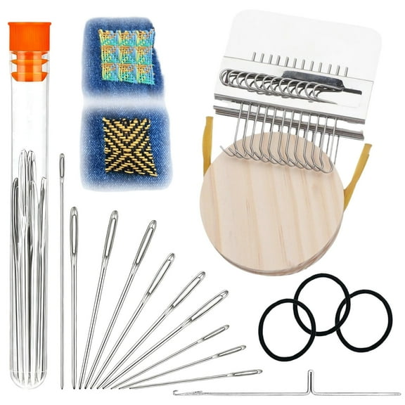 Small Weaving Loom, Wooden Speedweve Darning Loom Type Weave Tool, Convenient DIY Darning Machine for Mending Jeans and Clothes Quickly and Easily, Makes Beautiful Stitching