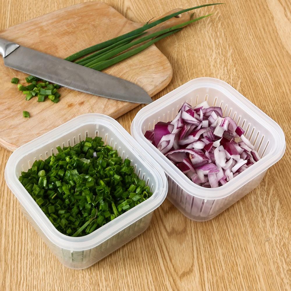 Lemetow Household Square Transparent Plastic Drain Bowl with Sealing Cap for Chopped Ginger Garlic Onion - image 4 of 7