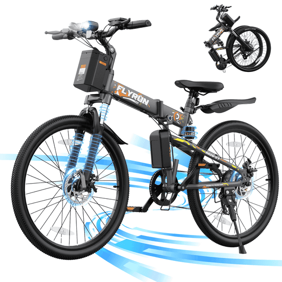 FLYRUN 26" Electric Bike for Adults,Folding Ebike with Peak 750W Motor,48V 374.4Wh Removable Battery,20 mph,LCD Display,UL2849