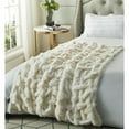 thumbnail image 2 of Posh Living Tristin 50"x60" Stitched Faux Fur Soft Fabric Throw in Cream/White, 2 of 10