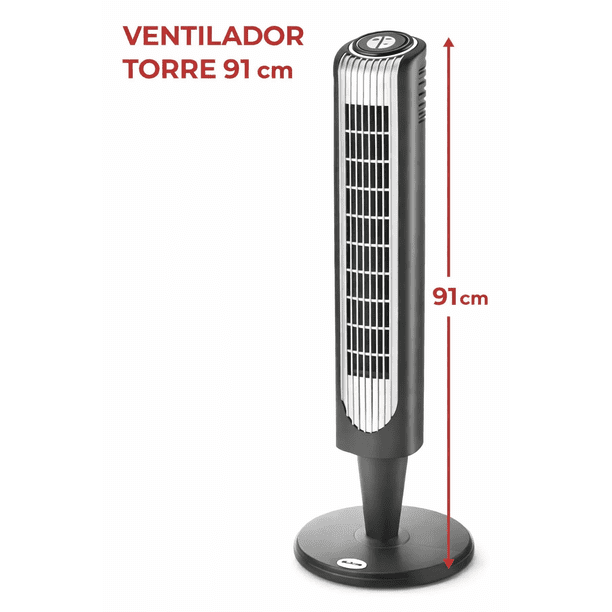 Ventilador de torre de pedestal de oscilación de 91 cm Holmes Htf3610ar-b con control remoto negro de 36 pulgadas