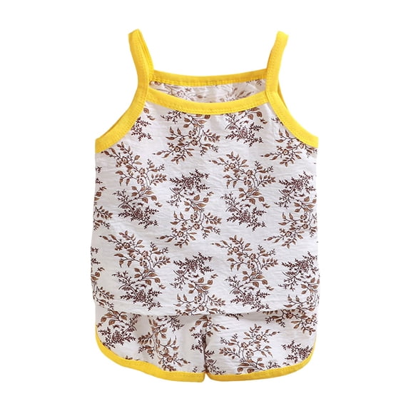 Baby Girl Clothes Toddler Summer Outfits Sleeveless Tie Strap Tank Top Elastic Waist Shorts Clothing Set Girls Summer Set 1-7 Years,4-5 Years
