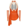 thumbnail image 2 of TTAO Kids Girls Asymmetrical Skirted Leotard Modern Ballet Dance Dress Skating Competition Shiny Camisole Orange 16, 2 of 3
