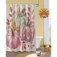 thumbnail image 3 of Fall Shower Curtain Watercolor Pink Pumpkin Bathroom Curtains with Hooks, Waterproof Fabric Leaves Plant Thanksgiving Bath Shower Curtains Set for Bathroom Bathtubs Decor 72x84 Inch, 3 of 7