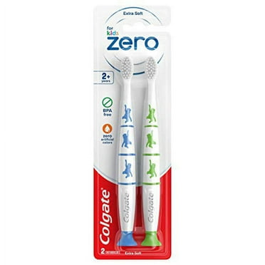 Colgate Zero Kids Toothbrush with Extra Soft Bristles and Suction Cup Holder, BPA Free - 2 Count