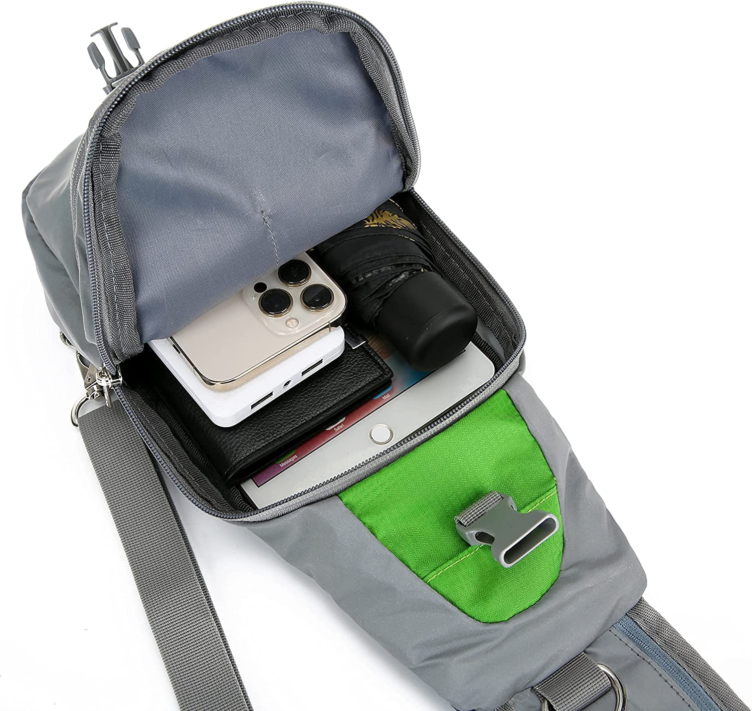 Reflective Green Crossbody Bag Sling bag.  Multipurpose One Shoulder Unisex Green Backpack Riderbag