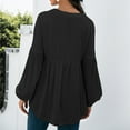 thumbnail image 4 of Lantern Long Sleeve Button up V Neck Shirts for Women Henley Dressy Casual Pleated Tunic Tops Blouse for Leggings, 4 of 7