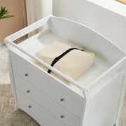 Zimtown Wood Changing Table with Drawers,Baby Dresser, Infant Diaper Station Nursery Organizer, White