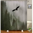 thumbnail image 3 of 4PCS/Set Majestic Bald Eagle Shower Curtain, Pine Tree Foggy Woodland Wilderness Animal Wildlife Misty Forest Bathroom Decor, Non-slip Bath Rugs Toilet Mat, Eagles Gifts for Men, Flying Eagle, 3 of 7