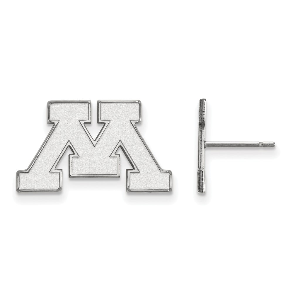Solid 10k White Gold The University of Wyoming Small Post Earrings 12mm x 12mm 