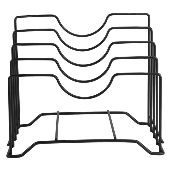 OULII 1Set Homeowners Kitchen Rack Carbon Steel Pot Cover Holder Black