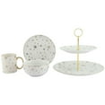 thumbnail image 2 of 2 Tier Porcelain Cake Stand - with Gold Rim, 2 of 2