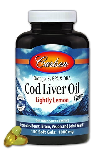 Carlson Cod Liver Oil, Lightly Lemon, 150 Soft Gels