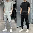 thumbnail image 4 of Trajes deportivos sin logotipo de primera calidad, ropa para correr para hombre, camiseta para correr, pantalones de gimnasio para hombre, conjuntos XL 2024, chándal de tendencia, elegante, de lujo, b, 4 of 5