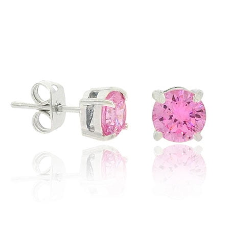 pink earrings celebrity sterling silver celebrity pink cubic zirconia round stud pink earrings celebrity sterling silver celebrity pink cubic zirconia round stud