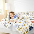 thumbnail image 4 of Feelyou Blue Groovy Floral Queen Comforter Set for Kids, Rustic Daisy Botanical Bedding Sets, Kawaii Cartoon Flower Reversible Bedding Comforter Set, Microfiber Bedroom Decor, 3-Piece, 4 of 8