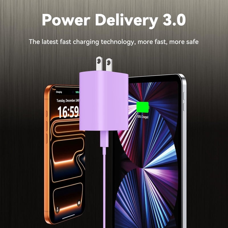 [MFi Certified] 2Pack 20W Type C Fast Charger Block with 10FT USB C to Lightning Cable Compatible for iPhone 14/13/12/11 Pro Max/Xs Max/XR/X,i Pad