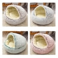 thumbnail image 2 of Round Plush Pet Dog Cat Bed Warm Calming Sleeping Kennel 50cm Green, 2 of 9