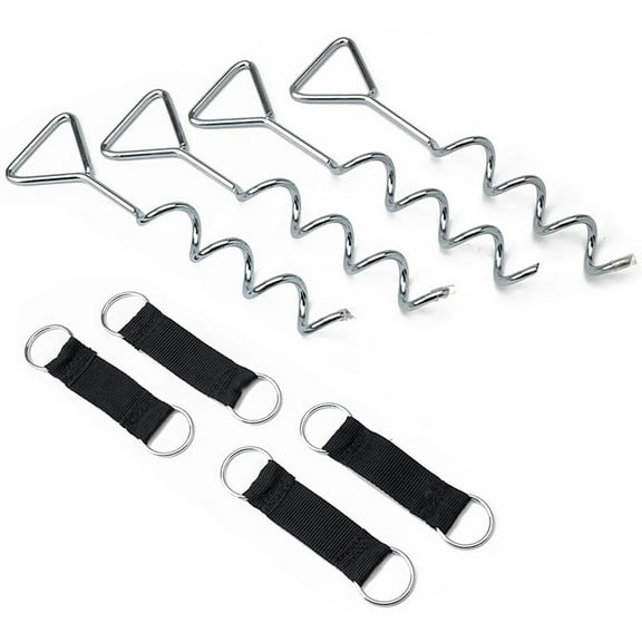 SpaceJump Anchor Kit Heavy Duty Trampoline Stakes Ground Screws Tie Down, Silver
